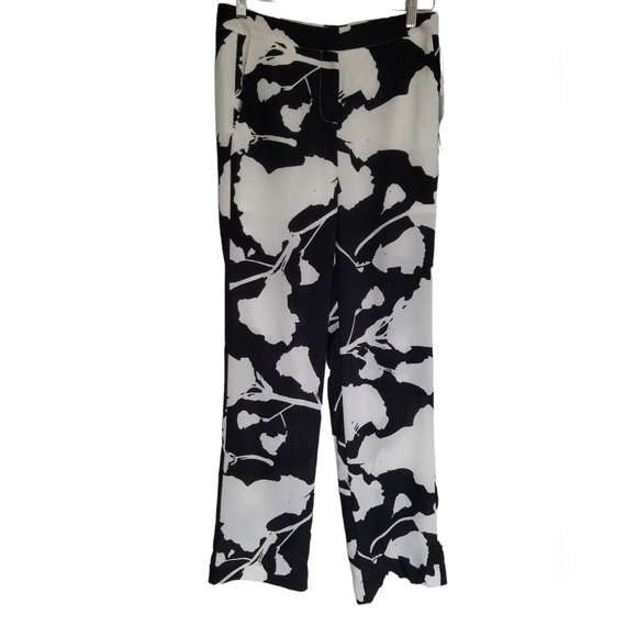 NWT Donna Karan DKNYC Pants Abstract Black White Floral Print Size 4 - Picture 1 of 13